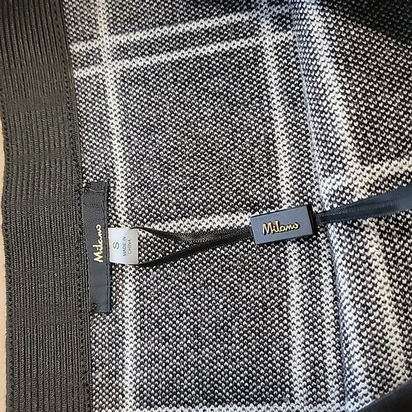 Milano Size S Black and White Windowpane Bodycon Midi Skirt, NEW - Picture 8 of 9